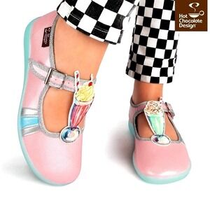 Hot Chocolate Design Diner Mary Jane Flats EU 42 Pink Shimmer Shoes Ice Cream 10